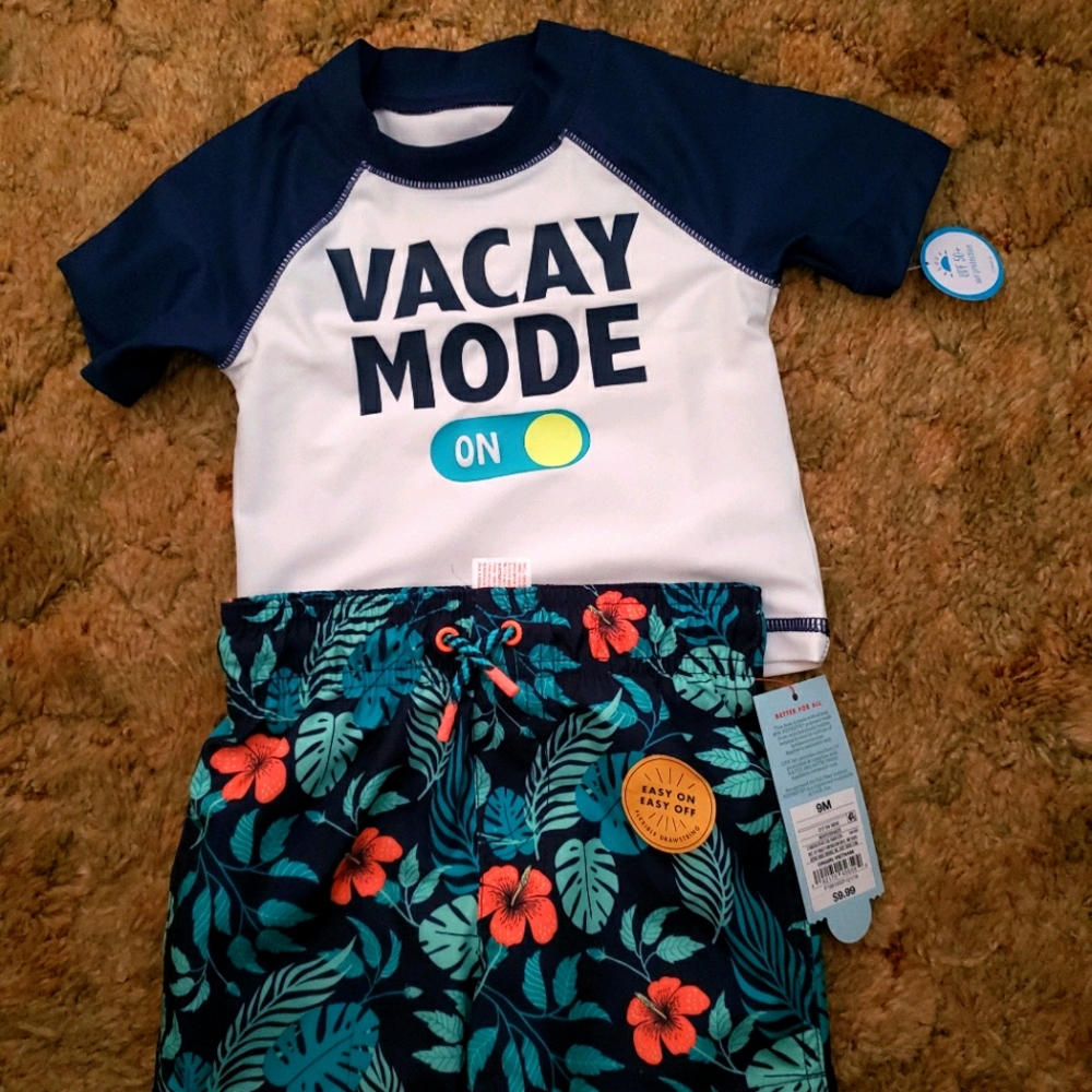 Infant swim shorts and rashguard